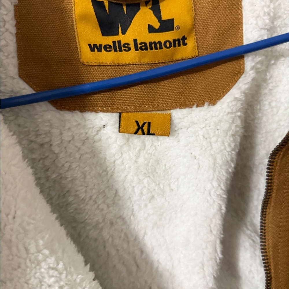 Vintage Wells Lamont Sherpa Lined Cotton Duck Canvas Work Jacket - Brown - Large - Picture 5 of 5